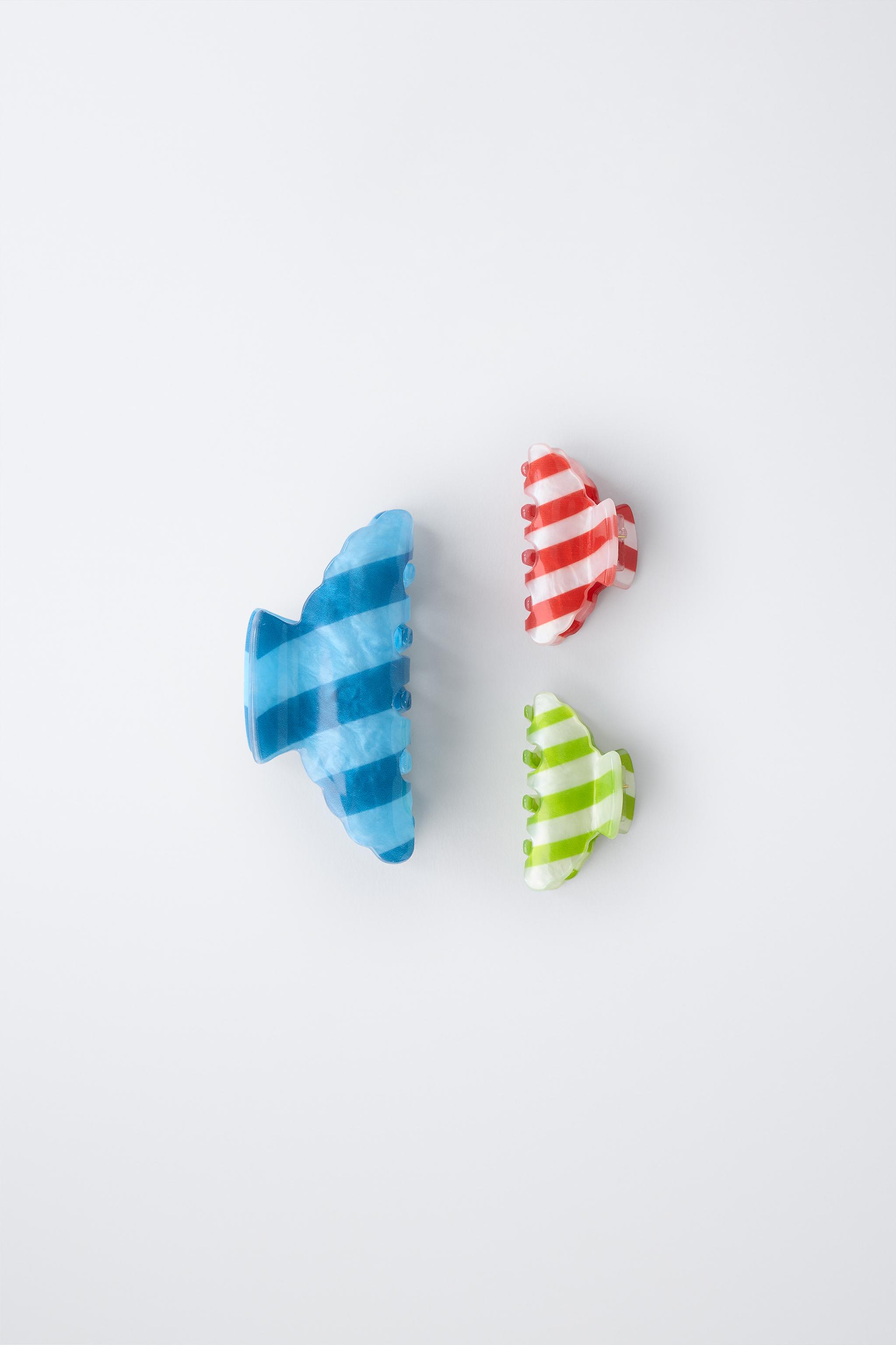 THREE-PACK OF STRIPED HAIR CLIPS